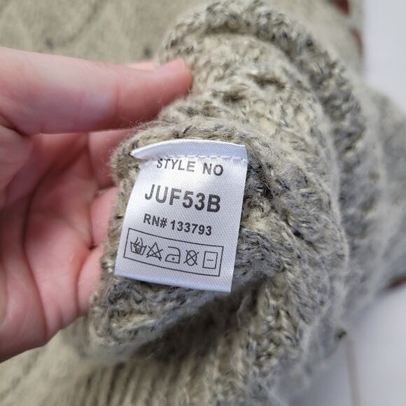 Pol long elbow patch oversized open knit cardigan sweater stitched woven - Picture 6 of 10